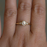 0.68ct Antique Old Mine Cut Diamond and Princess Cut Diamond Rapids Low Profile Ring in 18k Yellow Gold