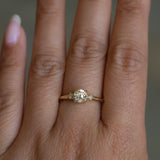 0.68ct Antique Old Mine Cut Diamond and Princess Cut Diamond Rapids Low Profile Ring in 18k Yellow Gold