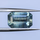 3.17CT MADAGASCAR EMERALD CUT SAPPHIRE, PARTI MINT GREEN YELLOW BLUE, 10.54X6.86X4.51MM