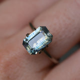 3.17CT MADAGASCAR EMERALD CUT SAPPHIRE, PARTI MINT GREEN YELLOW BLUE, 10.54X6.86X4.51MM