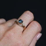 1.16ct Round Blue and Midnight Purple Montana Sapphire and Diamond Starry Night Low Profile Solitaire in 14k Yellow Gold