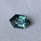 2.74CT MADAGASCAR ELONGATED HEXAGON SAPPHIRE, DEEP TEAL BLUE GREEN, 10.8X6.7X5.1MM