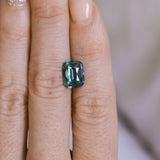 4.09CT ELONGATED CUSHION MADAGASCAR SAPPHIRE, MEDIUM TEAL GREEN, 10.28X8.09X5.01MM - APPRAISED STONE