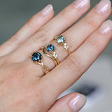 1.21ct Unheated Teal Seafoam Green Montana Sapphire and Diamond Starry Night Low Profile Solitaire in 18k Yellow Gold