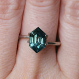 2.74CT MADAGASCAR ELONGATED HEXAGON SAPPHIRE, DEEP TEAL BLUE GREEN, 10.8X6.7X5.1MM