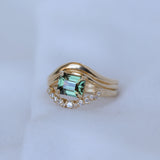 1.65ct Emerald Cut Color Shifting Madagascar Sapphire Prong Set Ripple Contour Solitaire in 14k Yellow Gold