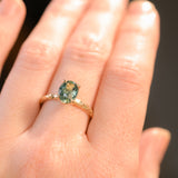 1.74ct Oval Untreated Blue Madagascar Sapphire Four Prong Evergreen Solitaire in 14k Yellow Gold
