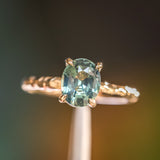 1.74ct Oval Untreated Blue Madagascar Sapphire Four Prong Evergreen Solitaire in 14k Yellow Gold