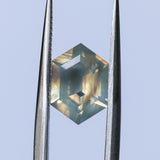 1.70CT MADAGASCAR ELONGATED HEXAGON SAPPHIRE, OPALESCENT SMOKY GREY GOLDEN, 9.4X6.6X3.7MM