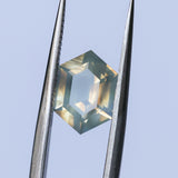 1.70CT MADAGASCAR ELONGATED HEXAGON SAPPHIRE, OPALESCENT SMOKY GREY GOLDEN, 9.4X6.6X3.7MM