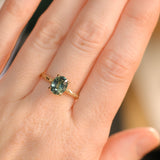 1.74ct Oval Untreated Blue Madagascar Sapphire Four Prong Evergreen Solitaire in 14k Yellow Gold