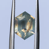1.70CT MADAGASCAR ELONGATED HEXAGON SAPPHIRE, OPALESCENT SMOKY GREY GOLDEN, 9.4X6.6X3.7MM