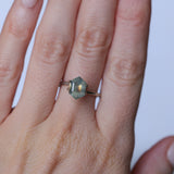 1.70CT MADAGASCAR ELONGATED HEXAGON SAPPHIRE, OPALESCENT SMOKY GREY GOLDEN, 9.4X6.6X3.7MM