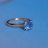 1.60ct Round Blue Untreated Sri Lankan Sapphire Hidden Halo Solitaire in 14k Yellow Gold