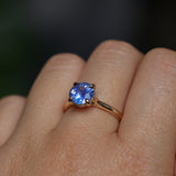 1.60ct Round Blue Untreated Sri Lankan Sapphire Hidden Halo Solitaire in 14k Yellow Gold