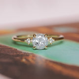 0.97ct Salt and Pepper Diamond and Princess Cut Diamond Rapids Low Profile Ring in 14k Yellow Gold