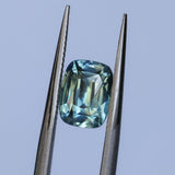 2.04CT ELONGATED CUSHION MADAGASCAR SAPPHIRE, PARTI LIGHT TEAL, UNTREATED, 7.6X5.6X4.7MM