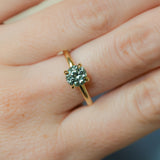 1.30ct Untreated Precision Cut Round Light Teal Montana Sapphire Classic 4 Prong Solitaire in 18k Yellow Gold