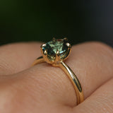 2.07ct Precision Cut Untreated Teal Oval Montana Sapphire Diamond-studded Sea Star Solitaire in 18k Yellow Gold