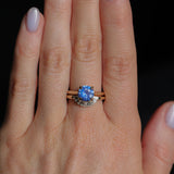 1.60ct Round Blue Untreated Sri Lankan Sapphire Hidden Halo Solitaire in 14k Yellow Gold