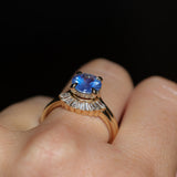 1.60ct Round Blue Untreated Sri Lankan Sapphire Hidden Halo Solitaire in 14k Yellow Gold
