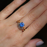 1.60ct Round Blue Untreated Sri Lankan Sapphire Hidden Halo Solitaire in 14k Yellow Gold