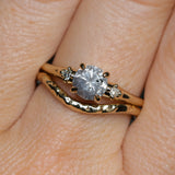 0.97ct Salt and Pepper Diamond and Princess Cut Diamond Rapids Low Profile Ring in 14k Yellow Gold