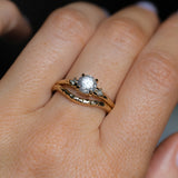 0.97ct Salt and Pepper Diamond and Princess Cut Diamond Rapids Low Profile Ring in 14k Yellow Gold