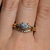 0.97ct Salt and Pepper Diamond and Princess Cut Diamond Rapids Low Profile Ring in 14k Yellow Gold