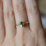 1.54ct Untreated Parti Green Madagascar Oval Sapphire Lotus Solitaire in 14k Yellow Gold