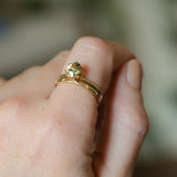 1.54ct Untreated Parti Green Madagascar Oval Sapphire Lotus Solitaire in 14k Yellow Gold