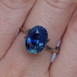 4.04CT OVAL MADAGASCAR SAPPHIRE, MEDIUM TEAL BLUE PARTI, UNTREATED, 10.6X7.8X6.1MM