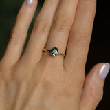 1.00ct Oval Untreated Nigerian Sapphire Evergreen Carved Solitaire in 14k Yellow Gold