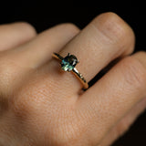 1.00ct Oval Untreated Nigerian Sapphire Evergreen Carved Solitaire in 14k Yellow Gold