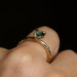 1.00ct Oval Untreated Nigerian Sapphire Evergreen Carved Solitaire in 14k Yellow Gold