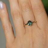 1.00ct Oval Untreated Nigerian Sapphire Evergreen Carved Solitaire in 14k Yellow Gold