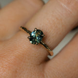 1.00ct Oval Untreated Nigerian Sapphire Evergreen Carved Solitaire in 14k Yellow Gold