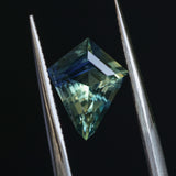 1.49CT MADAGASCAR KITE SAPPHIRE, PARTI GREEN BLUE YELLOW, UNTREATED, 9.65X7.7X4.01MM