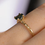 0.80ct Oval Precision Cut Blue Montana Sapphire Evergreen Carved 4 Prong Solitaire in 14k Yellow Gold