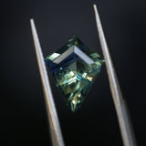 1.49CT MADAGASCAR KITE SAPPHIRE, PARTI GREEN BLUE YELLOW, UNTREATED, 9.65X7.7X4.01MM