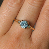 1.27ct Round Montana Sapphire and Princess Cut Diamond Rapids Low Profile Ring in 14k Yellow Gold