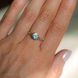 1.27ct Round Montana Sapphire and Princess Cut Diamond Rapids Low Profile Ring in 14k Yellow Gold