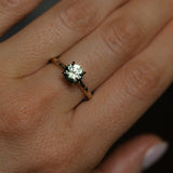 1.34ct Round Precision Cut Montana Sapphire 4 Prong Solitaire Evergreen Ring in 14k Yellow Gold