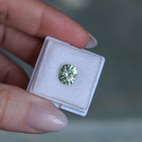 2.57CT FANCY PRECISION CUSHION MONTANA SAPPHIRE, PARTI OLIVE GREEN AND GOLD, 8.82X7.54X5.37MM - APPRAISED STONE