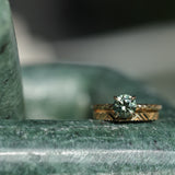 1.34ct Round Precision Cut Montana Sapphire 4 Prong Solitaire Evergreen Ring in 14k Yellow Gold