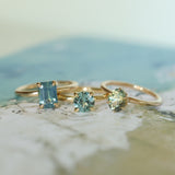 2.02ct Untreated Emerald Cut Opalescent Teal Sapphire 4 Prong Solitaire in 14k Yellow Gold