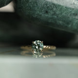 1.34ct Round Precision Cut Montana Sapphire 4 Prong Solitaire Evergreen Ring in 14k Yellow Gold