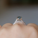 2.03ct Elongated Cushion Madagascar Sapphire and Diamond Vintage Cathedral Four Prong Ring in 14k White Gold