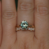 1.56ct Round Australian Parti Green Sapphire Lotus Solitaire in 14k Yellow Gold