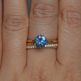 1.37ct Round Precision Cut Ceylon Blue Montana Sapphire Lotus Solitaire in 18k Yellow Gold